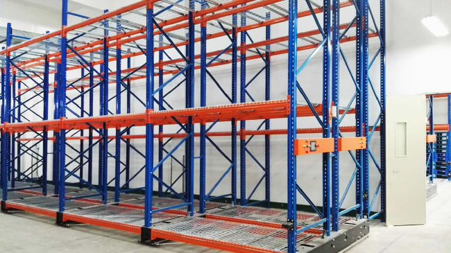 Electric Mobile Pallet Rack Side-track guided type Warehouse Storage ...
