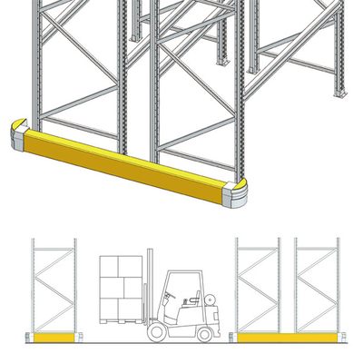 B27 Kerb Curved Barriers Rack End Guard  Racking upright Protector safety barrier Anti-Collision Guardrails