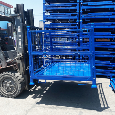 Steel Pallet Storage Cage Work Bin Steel Pallet Wire Mesh Container Storage Cage