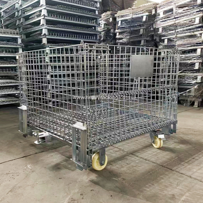 Galvanized Storage Cage Wire Mesh Container  Foldable Storage Cage