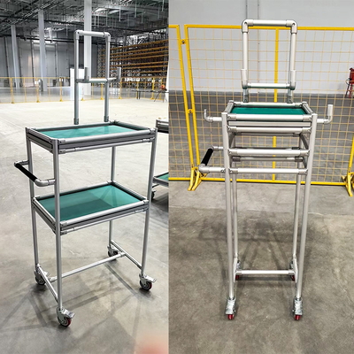 Material Rack System Made From The Third Generation Lean Pipe Aluminum Alloy Tube  Assemble Cart  Hand Trolley