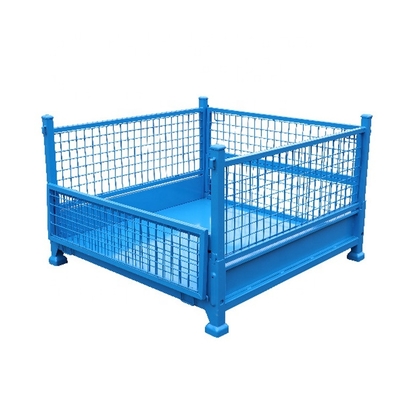 B48: Long Service Life Powder Coating Treatment Able Folding Warehouse Metal Steel Stillage Cage Half Drop Gate Pallet Stillage Box