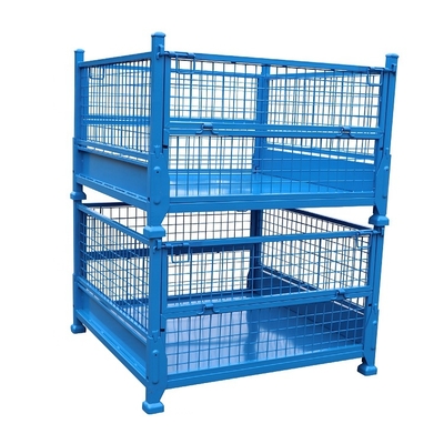B48: Long Service Life Powder Coating Treatment Able Folding Warehouse Metal Steel Stillage Cage Half Drop Gate Pallet Stillage Box