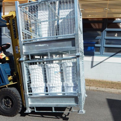 C07:Collapsible Storage Folding Stacked Warehouse Steel Metal Wire Mesh Pallet Stillage Cage Foldable Box Pallet