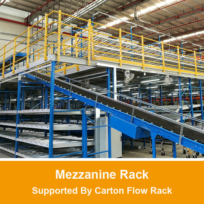 Mezzanine Racking Supported By Carton Flow Rack,Multi-Tier Rack,Warehouse Storage Rack