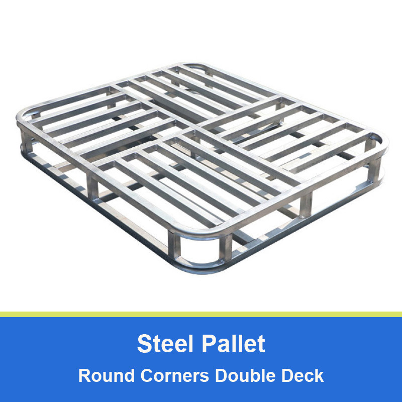 Round Corners Double Deck Steel Pallets For Warehouse Storage Metal Pallet