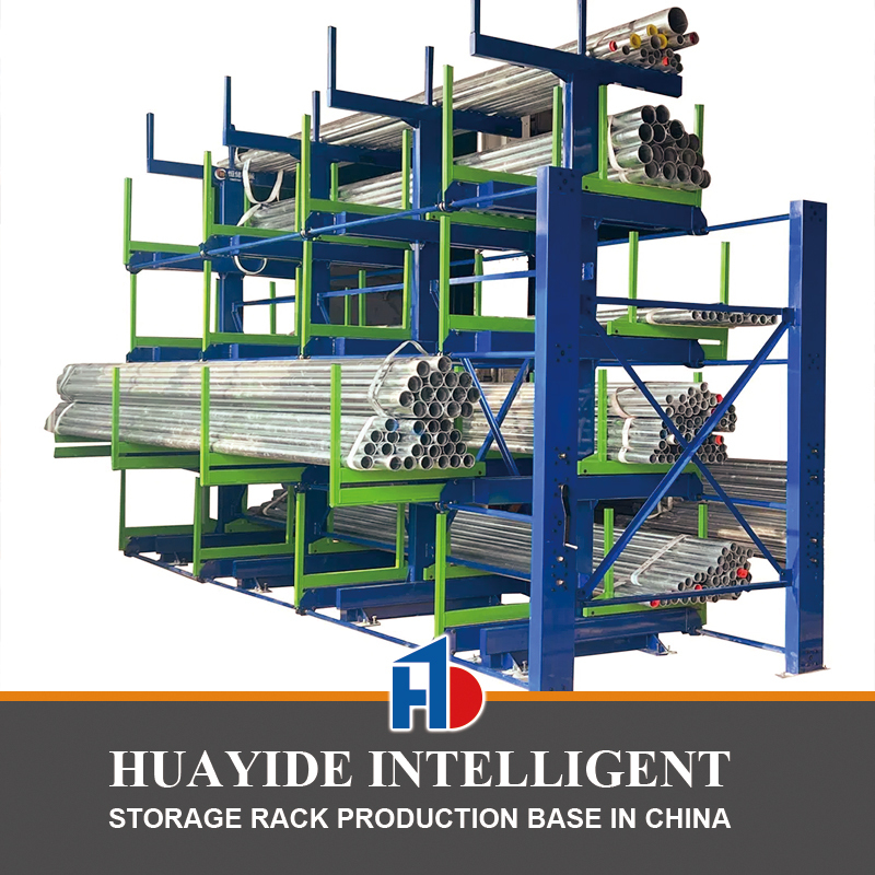 B52: Long Material Storage Roll out Cantilever Rack Bar Stock & Pipe Roll out Cantilever Rack