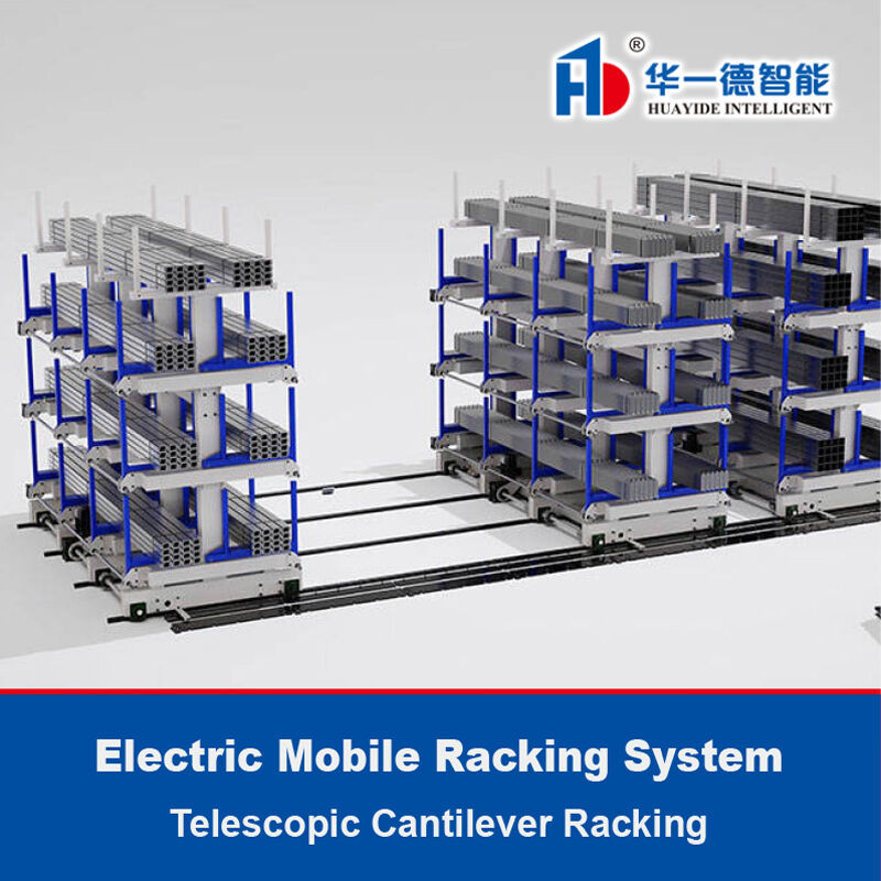 Electric Mobile Telescopic Cantilever Racking Automatic Loading and Unloading Systems For Long Products Warehouse Storage Racking
